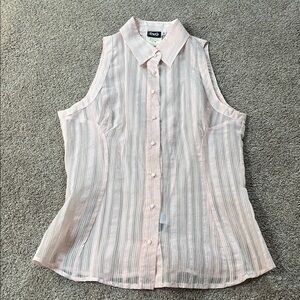 Dolce & Gabbana Pink Striped Sheer Sleeveless Blouse Cotton Silk Blend sz30/44